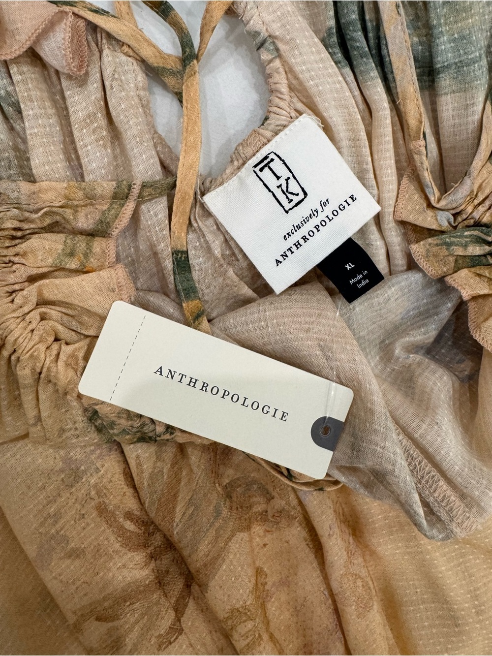 Anthropologie Peach and Olive Floral Maxi Dress - Picture 4 of 9